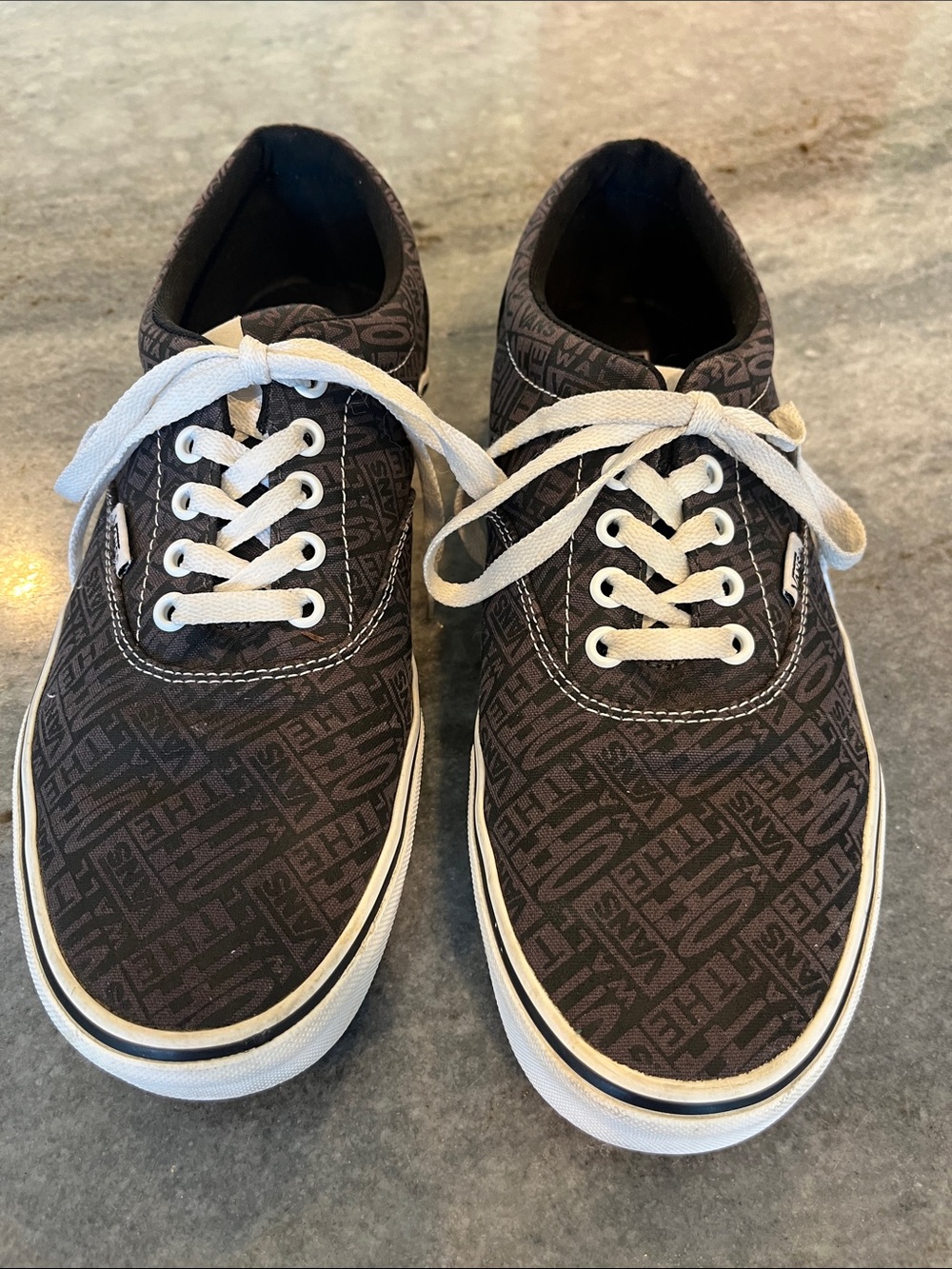 Vans Black Graphic Canvas Low Top Sneakers with White Laces